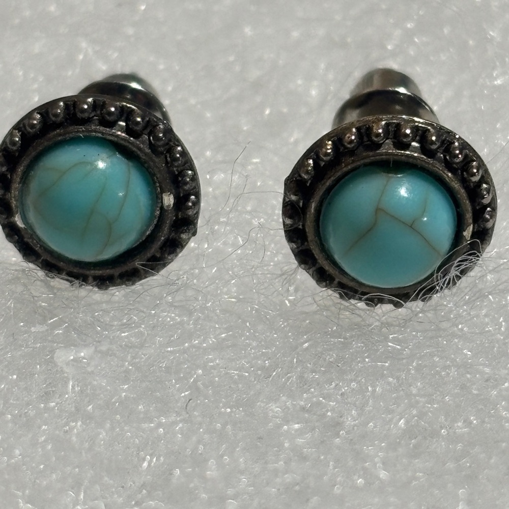 Turquoise Silver Stud Earrings